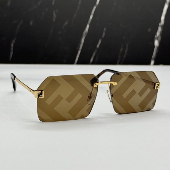 NEW FENDI GOLD BROWN UNISEX SUNGLASSES FENDI FE40043U 33G main image 8